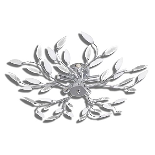 Candeeiros de Teto VidaXL com Folhas de Acrílico e Cristal Branco 5 x E14 vidaXL - Luminárias Decorativas - candeeiro, teto, folhas acrílicas, crystal branco, E14