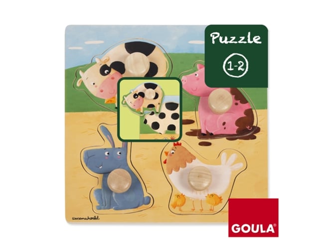 Figura de Ação GIOCHI PREZIOSI Goula 53069 (Idade Mínima Recomendada: 3 anos) Goula - Quebra-cabeças de madeira e com pinos - capacidades manuais, coordenação visual-motoras, peixes, figuras