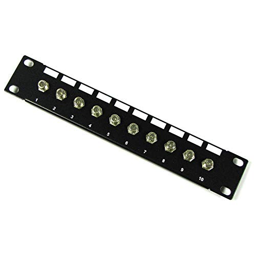 Painel de conexões rackmatic tenrack: patch-panel 10'' 10-port 1u (conector f) preto RackMatic.com - Painéis de conexão - patch panel, 10 portas, 1u, conector f