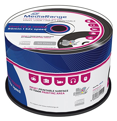 Disco de vinil MediaRange MR226 (Consumível Informática e Tel.) MediaRange - Mídias vazias - 700 MB, 52x, gravação 80 min, impressão direta