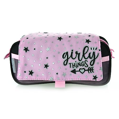 Estojo Triplo Office Box Girlpower Vermelho Fraga Import - Estojos para canetas e lápis - estojo triplo, office box, Girl Power, vermelho