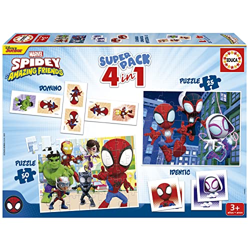 Jogo Educa Superpack Spidey & Friends (Idade Mínima Recomendada: 3 anos) EDUCA BORRAS SAU - Teclados - jogo educacional, puzzle, identic memo game, domino, 3 anos