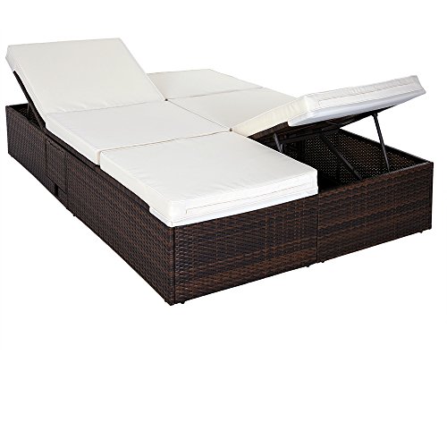 Conjunto de 2 Bancos Dobráveis com Almofada e Mesa de Centro Castanho Casaria - Móveis de exterior - 2 bancos, almofada, mesa de centro, castanho