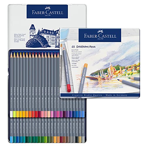 Lápis de Cor FABER CASTELL Goldfaber Aquarell (12,5 x 2,1 cm) Faber-Castell - Lápis - mina à base de água, resistente à luz, traço fino, 48 cores