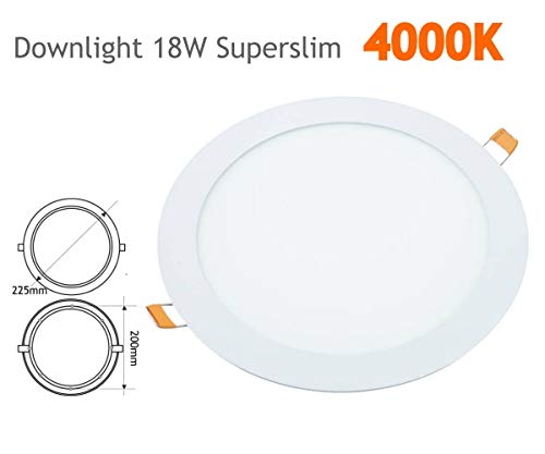 Downlight Led 18W Redondo Plano De Empotrar Luz Branca Neutra 4000K Jandei - Luminárias de teto - led, 18W, redondo, empotrar, branco