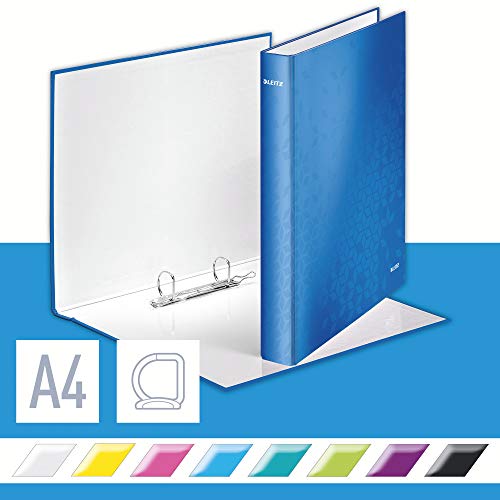 Dossier LEITZ WOW 40 mm Azul (A4 - Capacidade: 230 folhas) Leitz - Pastas Organizadoras - 230 folhas, a4, fita prateada, anéis de plástico