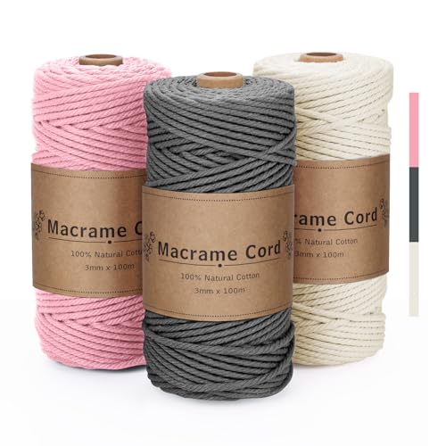 Vorhot Cordão Macrame 3 Mm Rosa Cinza Bege 3X100 M VORHOT - Fibras para artesanato - macramé, rosa, cinza, bege