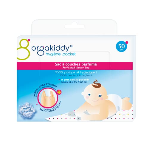 Saco de Fraldas ORGAKIDDY Talco Bege (50 Un) Orgakiddy - Bolsas - perfumada, higiênico, prático, viajável