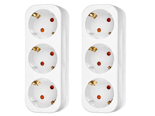 Adaptador Elétrico ANLYSING 2Pcs 3Tomas Branco Anlising - Conversores e adaptadores de viagem - 2 peças, 3 tomadas, plástico branco, suporte telemóvel