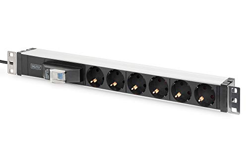 Digitus DN-95417 PDU 1U Preto, Prateado 6 tomada(s) CA Digitus - Filtros de linha e supressores de surtos - 1u, 4000w, 250v, 50/60Hz, 6 tomadas