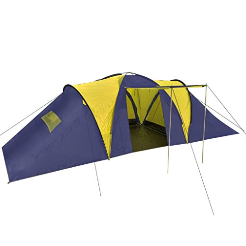 Tenda VidaXL para 9 Pessoas | 4.5x3.5x2.8m - Azul e Amarelo vidaXL - Barracas - vidaxl, 9 pessoas, 4.5x3.5x2.8m, azul, amarelo