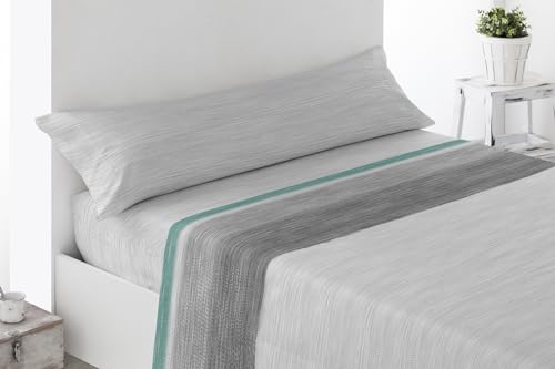 Conjunto de Lençóis GUSTAVERA Verão Cinza (90x190/200cm) ENERGY COLORS TEXTIL-HOGAR - Lençóis - poliéster, bordado, confortável, conjunto