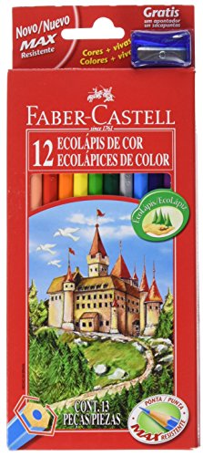 Lápis de Cor FABER CASTELL Ecolápis (12 Un) Faber-Castell - Lápis - ecológico, 12 cores, hexagonal, vivas