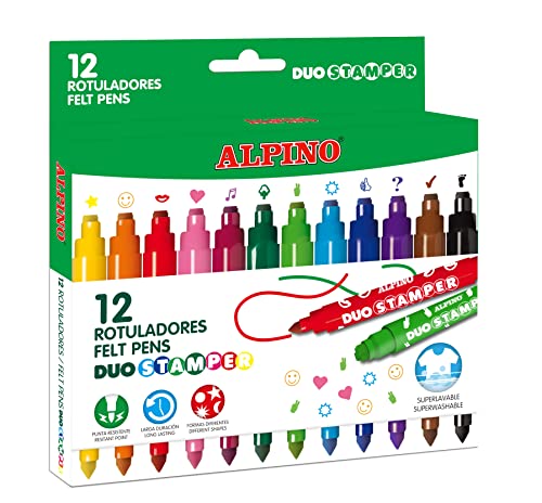 Marcadores STAMPER Duo (Multicor - 12 Unidades) Alpino - Marcadores e marcadores de texto - multicor, 12 unidades
