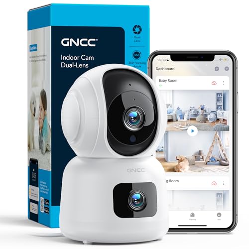 Câmara de segurança IP interior GNCC 1080P | Branco (Domótica) GNCC - Câmeras de vigilância - 1080p, visão nocturna, seguimento de movimento, alertas em tempo real
