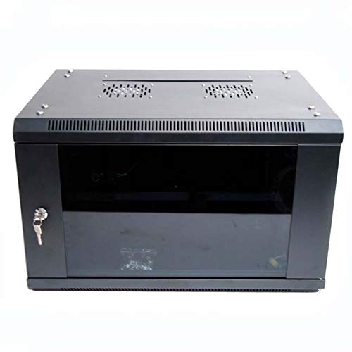 Armário Rack POWERGREEN RAC-06645-HQ | Preto Powergreen - Acessórios de computador - armário rack, mural 6u, 2 ventiladores, prateleira, termostato, portas laterais