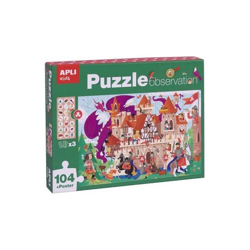 Puzzle APLI KIDS Observação Castelo (104 Peças) Apli Agipa - Quebra-cabeças de encaixar - 104 peças, castelo, 5 x 5 cm, poster