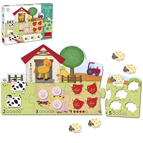 Jogo Didático GOULA Wooden counting puzzle (Idade Mínima Recomendada: 3 anos) Goula - Quebra-cabeças - 6 peças, cartão grande, madeira, contagem