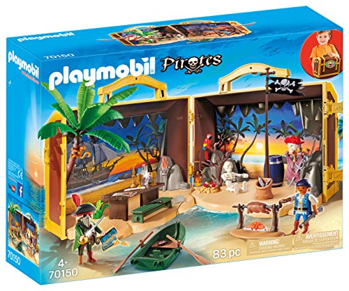 Playmobil Pirates - 70150 - Ilha Pirata (Idade Mínima Recomendada: 4 anos) PLAYMOBIL - Conjuntos de brinquedos - piratas, ilha, tesouro, cofre, acessórios