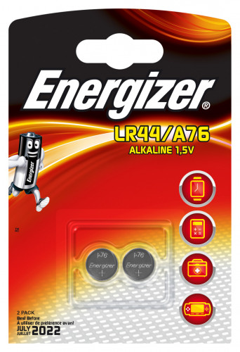 Pilhas Não Recarregáveis ENERGIZER Button (2 unidades) Energizer - Baterias de uso geral - alcalino, sr44, 55 mAh, 1,5 V
