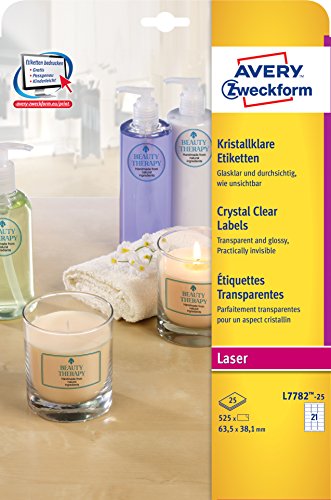 Etiquetas autocolantes Avery L7782-25 | Transparente AVE - Papel de impressora e copiadora - autocolantes, transparente