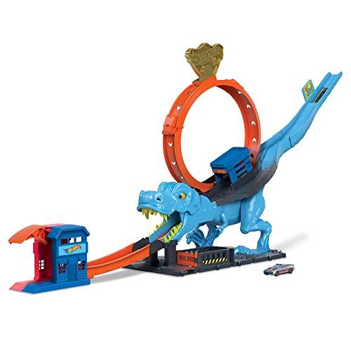 Conjunto de veículos e pistas de corridas HOT WHEELS HNP77 (4 anos) Hot Wheels - Brinquedos - conjunto, veículos, pistas, corridas, lançador, dinossauro
