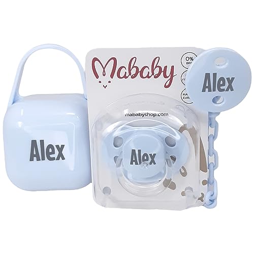 Chupeta e portador de chupeta MABABYSHOP Azul Mababy - Chupetas e mordedores - chupeta, portador, personalizado