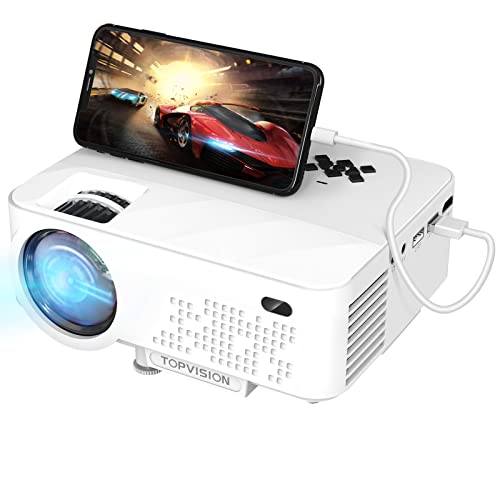Mini Projetor TOPVISION com Ecrã de Espelho (7000 Lumens) TOPVISION - Projetores multimídia - 7000 lumens, ecrã de espelho, resolução 800x600, mini projector