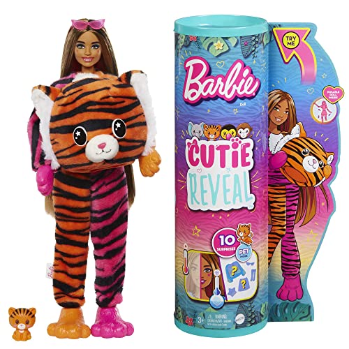 BARBIE: Cutie Reveal Jungle Friends Tiger (Idade Mínima Recomendada: 3 anos) Mattel - Bonecas - jungle, tiger, 3 anos