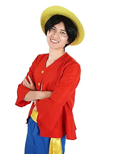 Fato Unisexo ONE PIECE Monkey D. Luffy After Two Years Of Separation (S) CoolChange - Roupa - unisexo, camisa vermelha, calças azuis, cinto amarelo