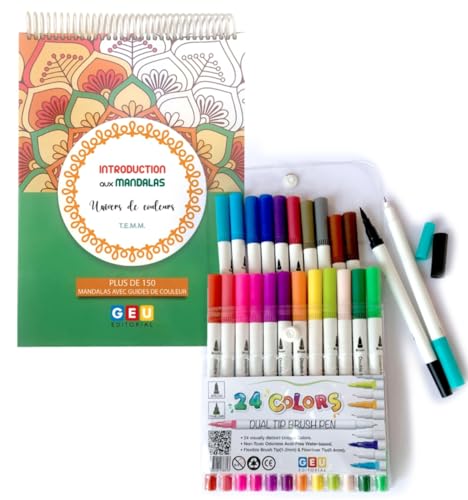Livro Kit Mandalas Explora El Significado De Los Colores de Hervé Poulain Editorial GEU - Instrumentos de escrita e desenho - mandalas, arte terapêutica, 150 desenhos, cor