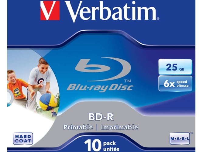 Disco Blu-Ray Virgem VERBATIM BD-R SL 25GB 6x Verbatim - Mídias vazias - 25GB, 6x, BD-R, disco blu-ray