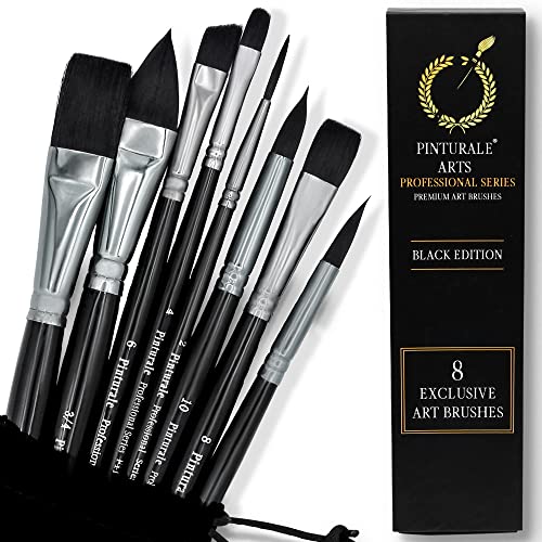 Conjunto de 8 Pincéis para Água Calma e Preto Apolo Arte - Ferramentas de medição e marcação de artesanato - 8 pincéis, água calma, preto