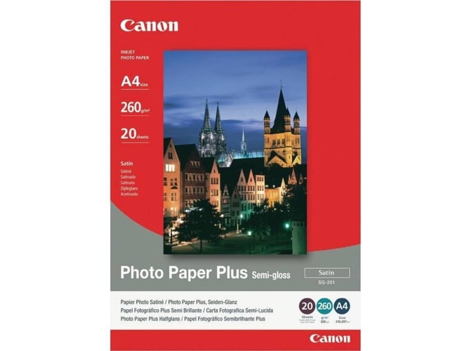 Papel Fotográfico CANON PLUS Semi-Gloss Canon SG-201 (A4) Canon - Papel de impressora e copiadora - a4, semi-gloss, 20 folhas, 260g/m²