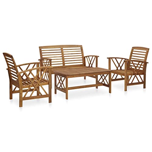 Conjunto de Móveis para Jardim VIDAXL | Madeira e Aço - Castanho vidaXL - Móveis de exterior - jardim, madeira, aço, castanho
