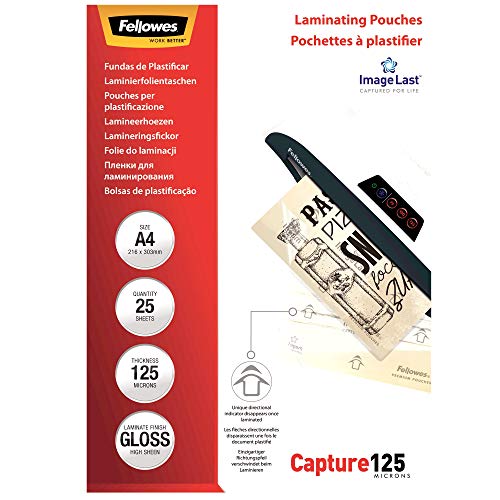 Pack de 100 Bolsas Transparentes Fellowes para Plastificar A4 Fellowes - Filme de laminação, pochetes e folhas - transparentes, a4, 100 unidades, resistente, sem manchas
