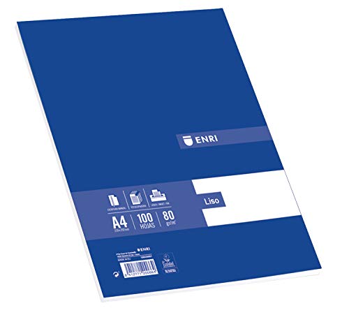 Pack 100 Folhas de Papel ENRI Folio A4 Branco Enri - Papel de impressora e copiadora - 100 folhas, a4, branco, sem perfuração