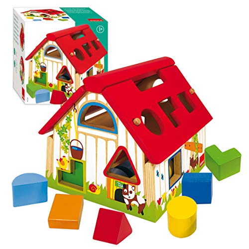 Jogo de Tabuleiro DISET Shape Sorter Farm Goula - Brinquedos - 10 peças, encaixe, fácil transporte, madeira