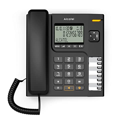Telefone fixo Alcatel T78 Preto (Telefone Fixo) ALCATEL - Telefones com fios - display grande, bloqueio de chamadas, 8 memórias diretas, indicador visual