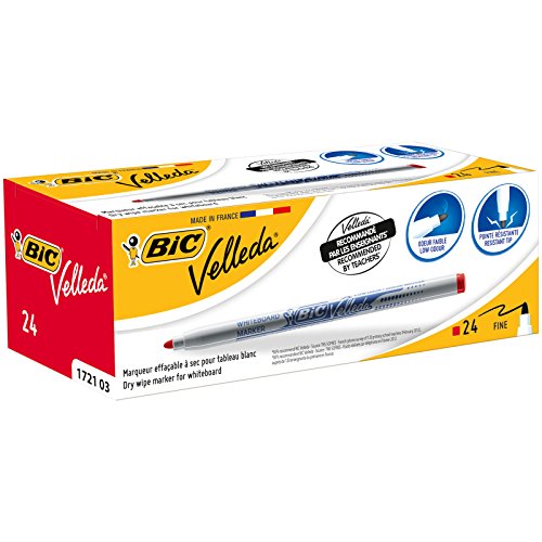Marcador Bic Velleda Vermelho (Caixa de 24) BIC - Marcadores e marcadores de texto - vermelho, caixa de 24