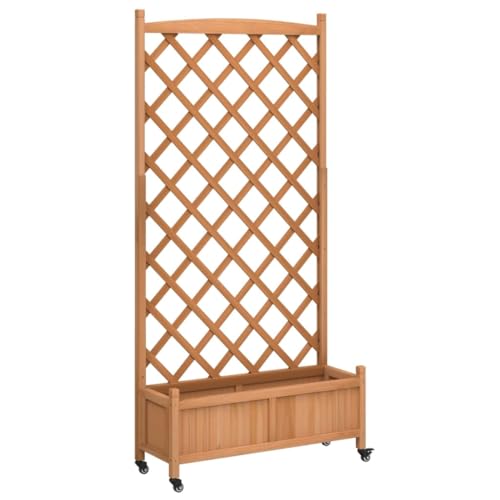 Vaso para Plantas VIDAXL com Rede e Rodas (Castanho - 40x30.5xH38cm) vidaXL - Móveis de exterior - rede, rodas, castanho, 40x30.5xh38cm