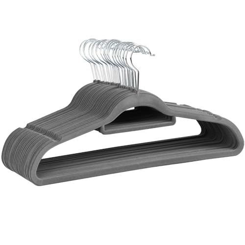 Suporte para Roupa YAHAMA 100 Unidades (Cinzento) Yaheetech - Cozinha & sala de jantar - plástico ABS, liga de zinco, veludo, 3,2 kg