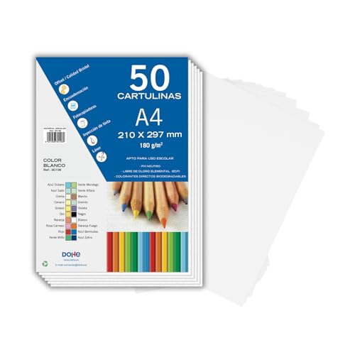 Cartolina DOHE Branca A4 (50 Un) 21X29.7 Cm DOHE - Papel de arte e artesanato - branca, a4, 50 un, impressão