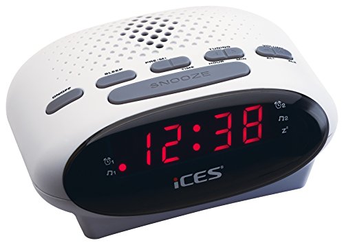 Rádio Despertador ICES ICR-210 (Branco - Digital - Alarme Duplo - Função Snooze - Pilhas) Ices - Radios - digital, alarme duplo, snooze, pilhas
