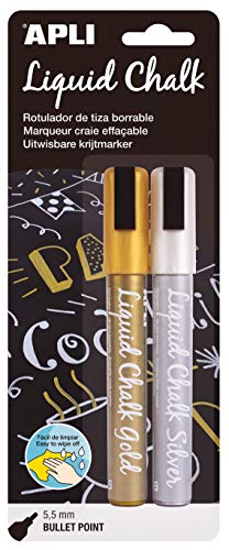 Marcadores GIZ Liquidos Apli (Dourado e Prateado - 5.5 mm) APLI - Marcadores e marcadores de texto - dourado, prateado, 5.5 mm