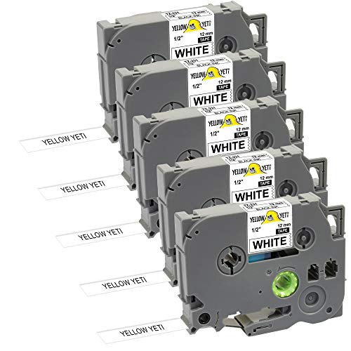 Etiqueta para Impressão YELLOW YETI TZE231 Preto sobre Branco Yellow Yeti [NON BROTHER ORIGINAL] - Fitas de etiquetas e recargas - compatível, preto sobre branco, 5 casetes