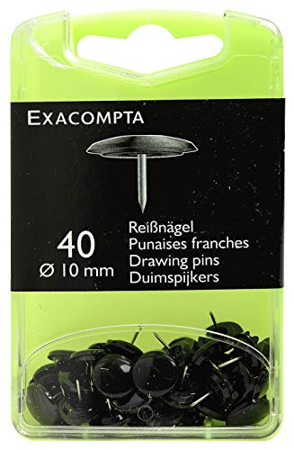 Caixa com 40 Chinchas EXACOMPTA (Preto) EXACOMPTA - Alfinetes e tachas - 40 chinchas, cor preta, 1,0mm, agulha fina