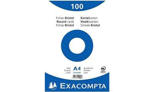 Exacompta 10506E (Classificação e Arquivo) EXACOMPTA - Fichas de índice - conjunto, 100 folhas, papel branco, 210x297mm