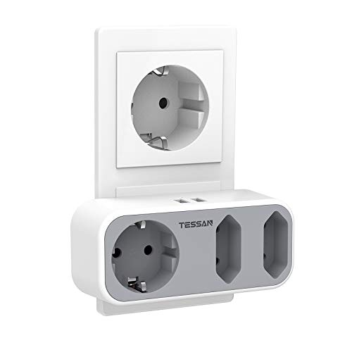 Tessan Usb Outlet With 3 Plugs And Double Usb TESSAN - Fios e cabos elétricos - usb, 3 fios, duplo usb