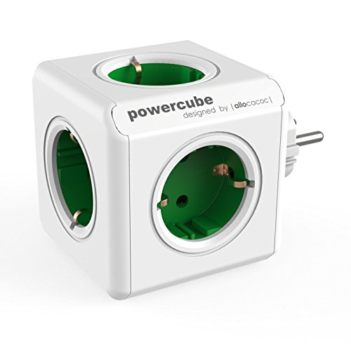 Extensão Elétrica ALLOCACOC PowerCube Original (E) 5 Tomadas CA Verde e Branco Allocacoc - Fios e cabos elétricos - 5 tomadas, 1.4m, resistente à água, 16A